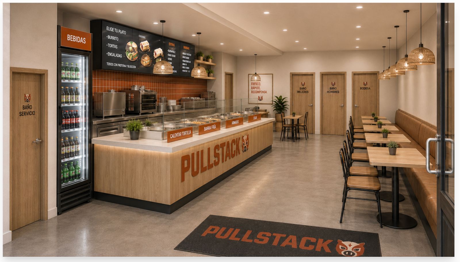 Render del espacio de PullStack en Plaza Cubos Peñaflor